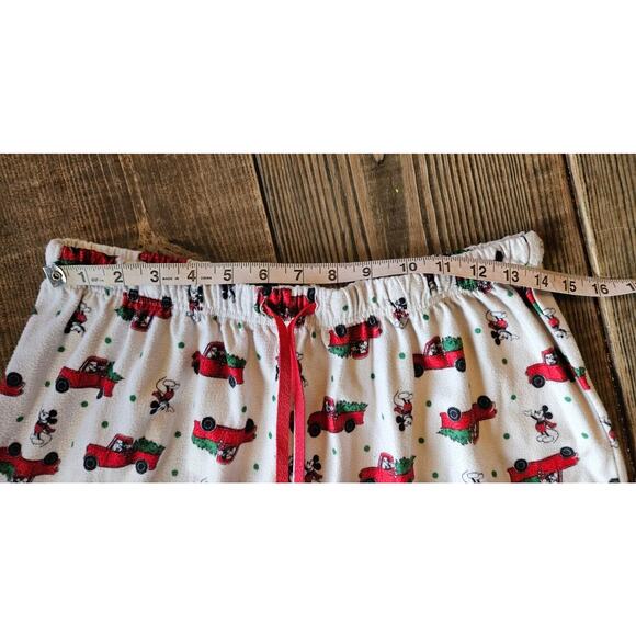 Mickey Mouse Pajama Pants Mens Large White Red Green Christmas Tree Drawstring - Picture 6 of 8
